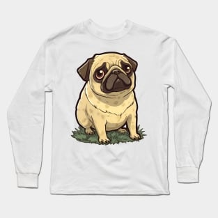 Please Feed Me Cute Pug Design Long Sleeve T-Shirt